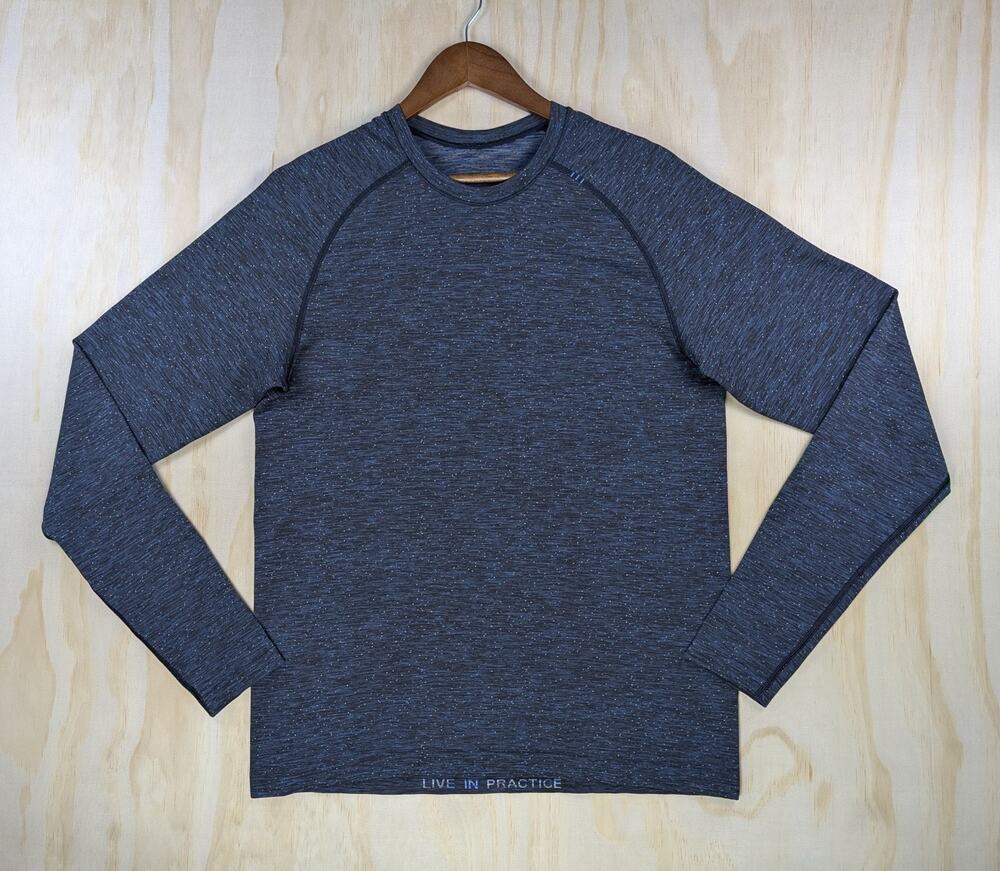 Lululemon Men's Medium Live In Practice Long Sleeve Shirt Space Dye Heather Blue